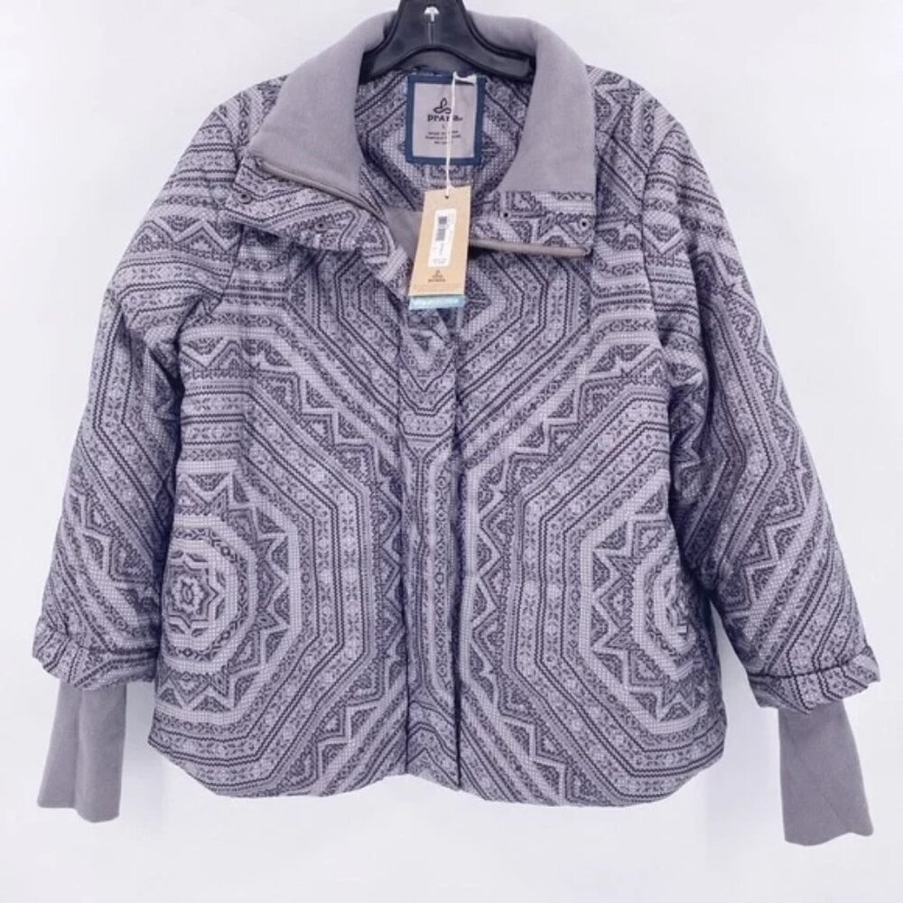Prana Lily Puffer Jacket Gull Flurry Size L Gray